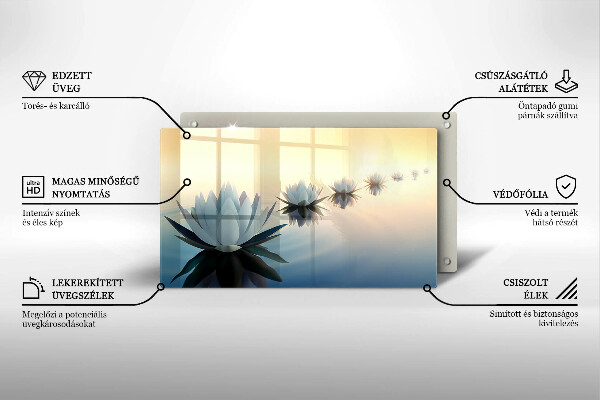 Protège plaque de cuisson Fleurs de lys sur l'eau