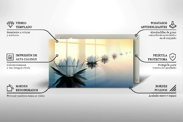 Protège plaque de cuisson Fleurs de lys sur l'eau