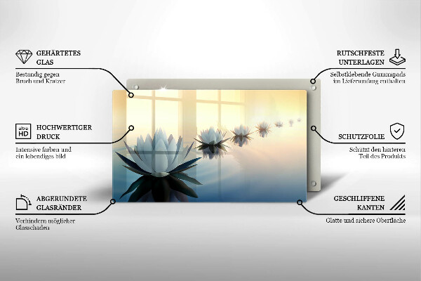 Protège plaque de cuisson Fleurs de lys sur l'eau