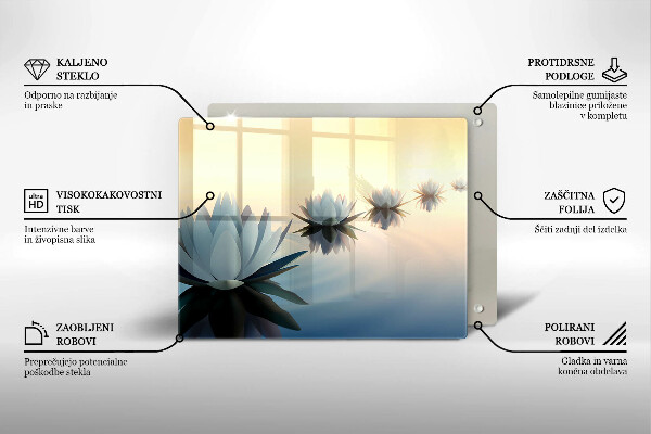 Protège plaque de cuisson Fleurs de lys sur l'eau