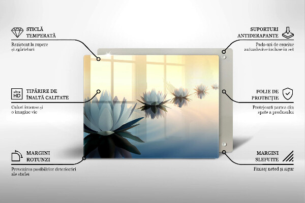 Protège plaque de cuisson Fleurs de lys sur l'eau