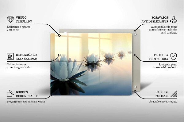 Protège plaque de cuisson Fleurs de lys sur l'eau