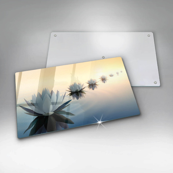 Protège plaque de cuisson Fleurs de lys sur l'eau