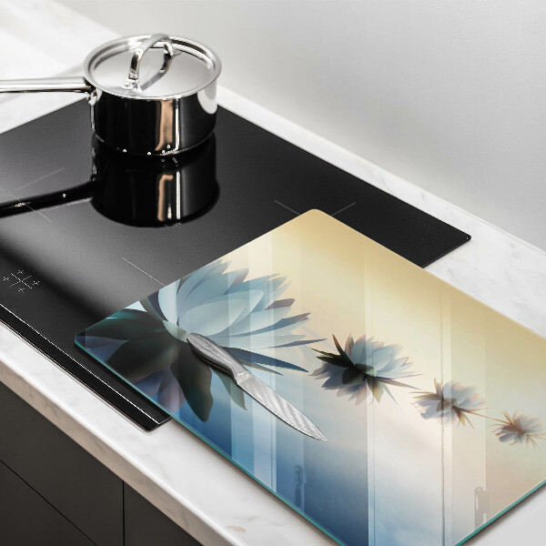 Protège plaque de cuisson Fleurs de lys sur l'eau