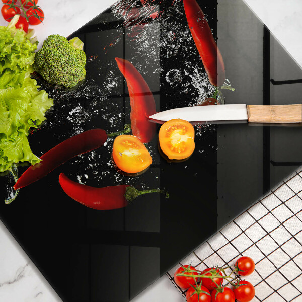 Protège plaque de cuisson Piments dans l'eau