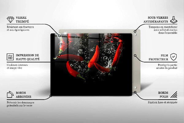 Protège plaque de cuisson Piments dans l'eau