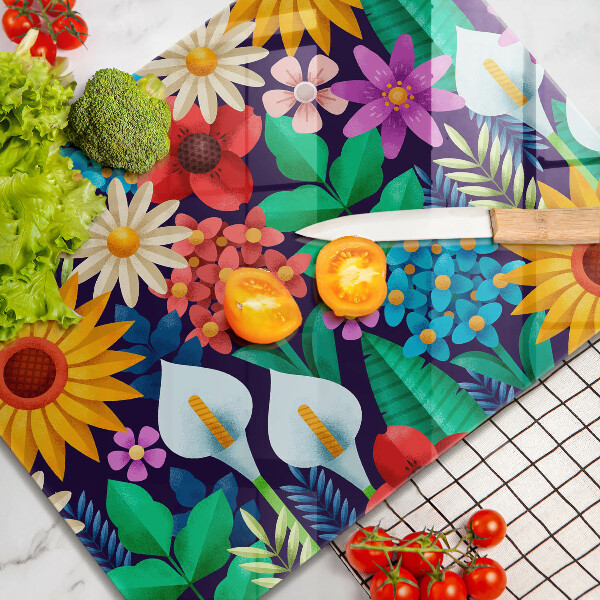 Protège plaque de cuisson Illustration de prairie de fleurs