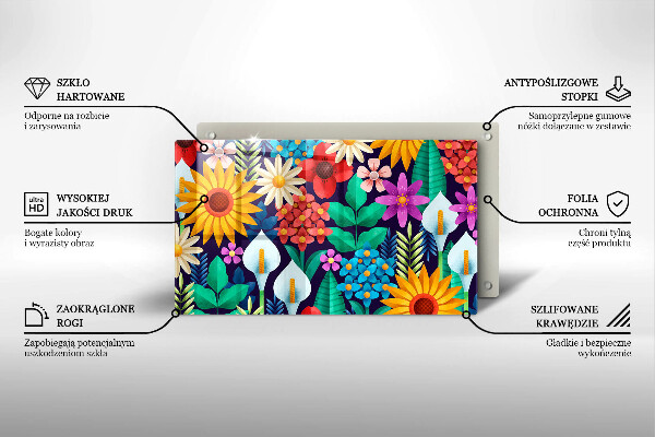 Protège plaque de cuisson Illustration de prairie de fleurs