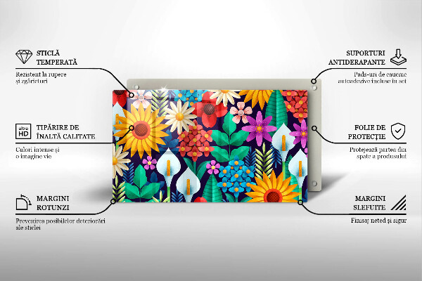 Protège plaque de cuisson Illustration de prairie de fleurs