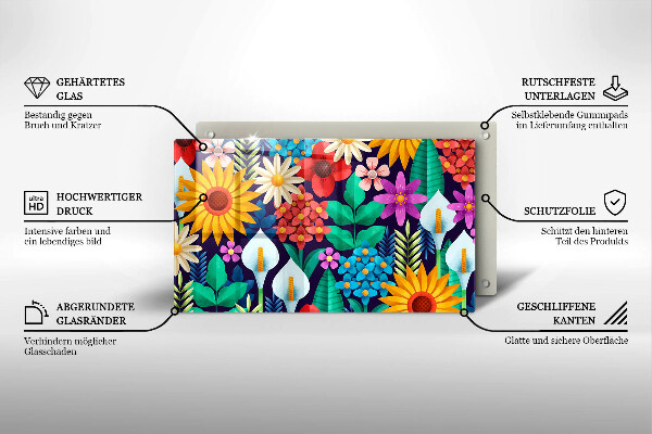 Protège plaque de cuisson Illustration de prairie de fleurs