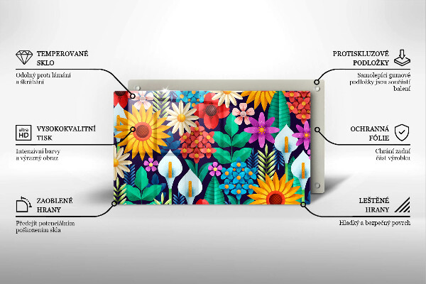 Protège plaque de cuisson Illustration de prairie de fleurs