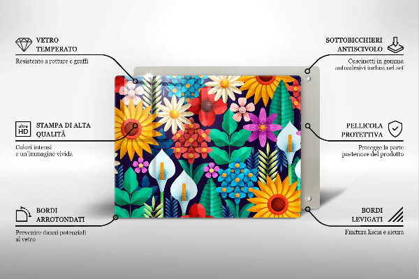 Protège plaque de cuisson Illustration de prairie de fleurs