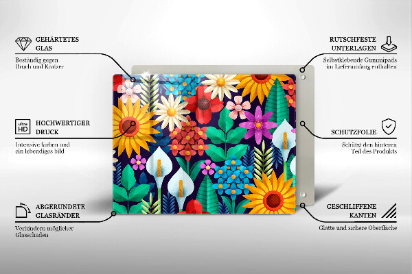 Protège plaque de cuisson Illustration de prairie de fleurs