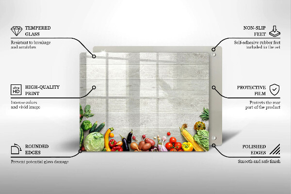 Protège plaque de cuisson Légumes sur planches