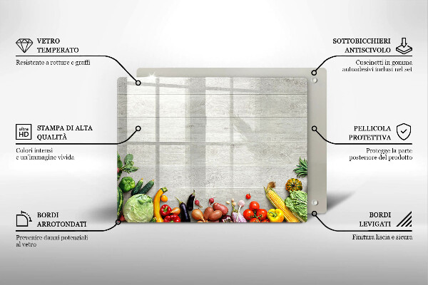 Protège plaque de cuisson Légumes sur planches