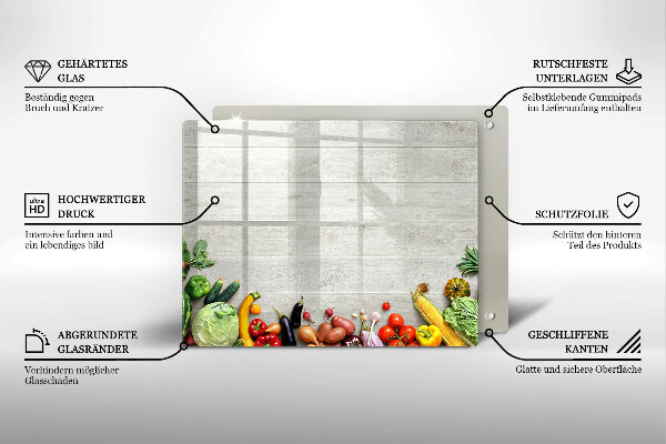 Protège plaque de cuisson Légumes sur planches