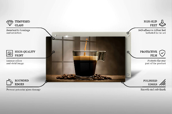 Protège plaque de cuisson Verre et grains de café