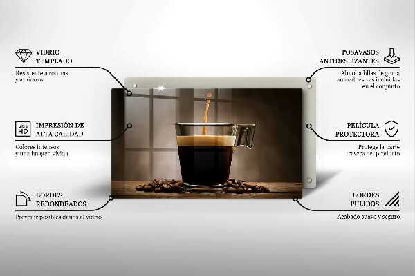 Protège plaque de cuisson Verre et grains de café