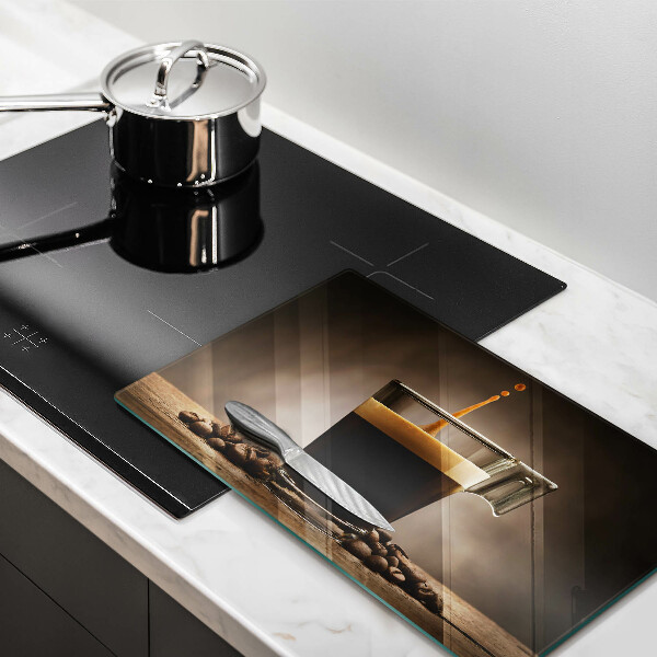 Protège plaque de cuisson Verre et grains de café