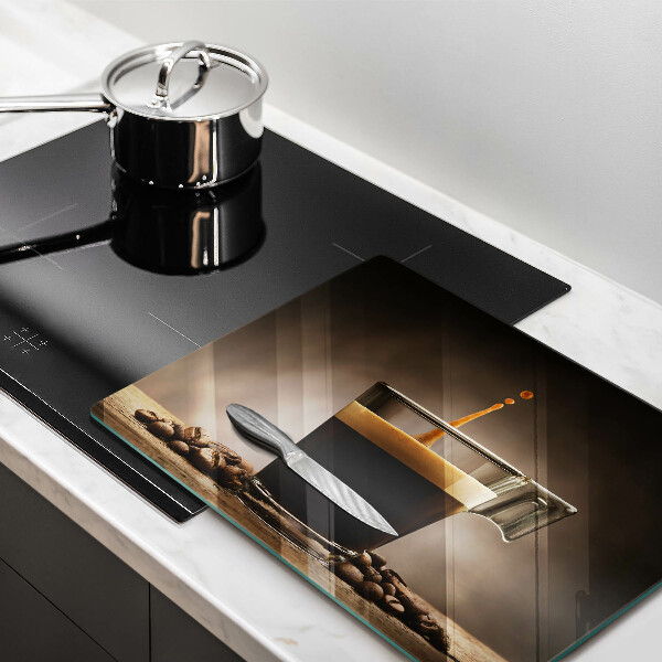 Protège plaque de cuisson Verre et grains de café