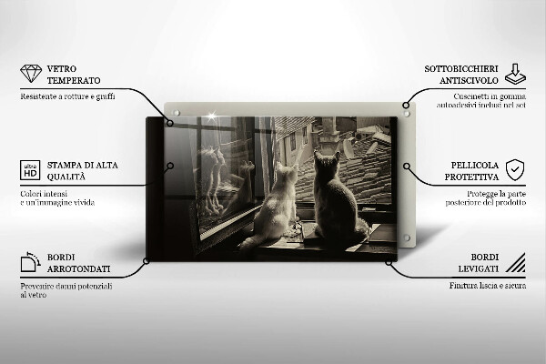 Protège plaque de cuisson Ville et fenêtre des chats