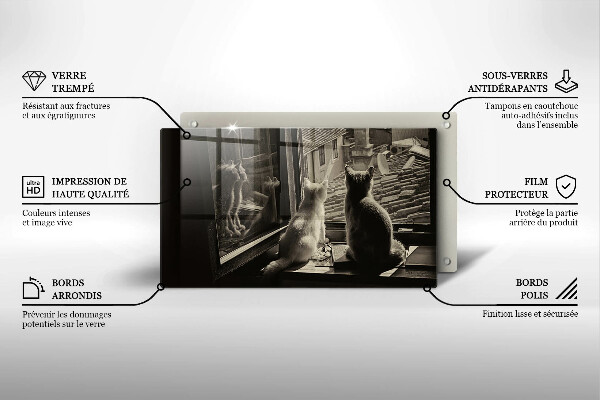 Protège plaque de cuisson Ville et fenêtre des chats