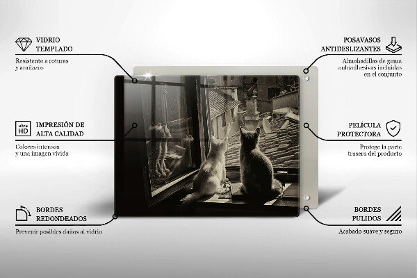 Protège plaque de cuisson Ville et fenêtre des chats