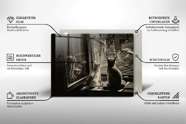 Protège plaque de cuisson Ville et fenêtre des chats