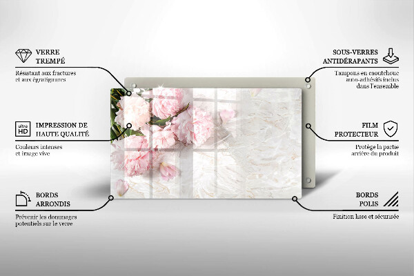 Protège plaque de cuisson Fleurs de roses délicates