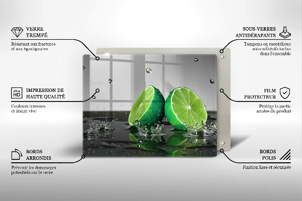 Protège plaque de cuisson Citrons verts juteux et eau