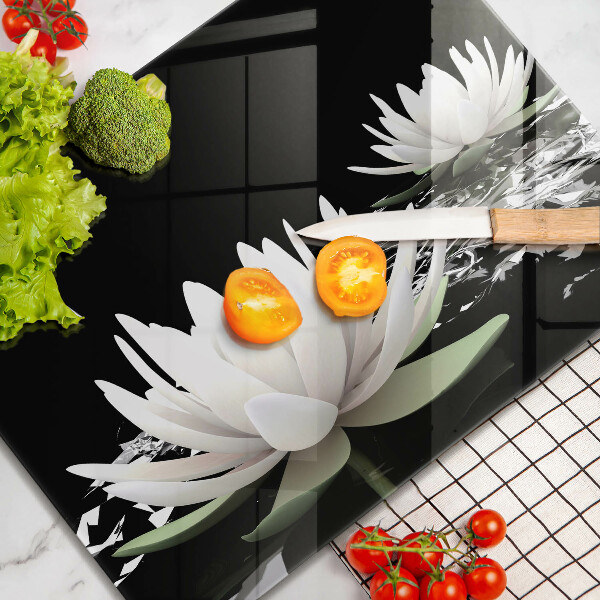 Protège plaque de cuisson Lys blancs sur l'eau