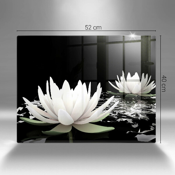 Protège plaque de cuisson Lys blancs sur l'eau