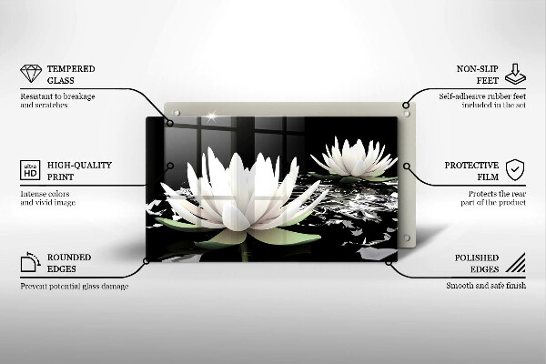 Protège plaque de cuisson Lys blancs sur l'eau