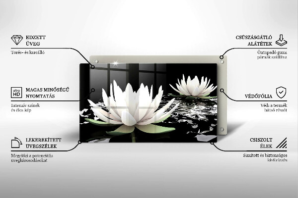 Protège plaque de cuisson Lys blancs sur l'eau