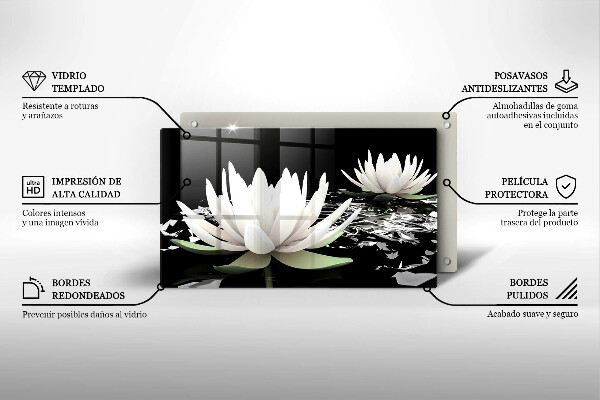 Protège plaque de cuisson Lys blancs sur l'eau