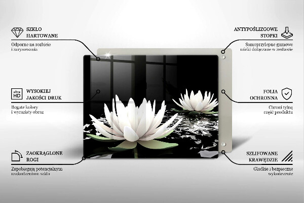 Protège plaque de cuisson Lys blancs sur l'eau