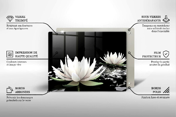 Protège plaque de cuisson Lys blancs sur l'eau