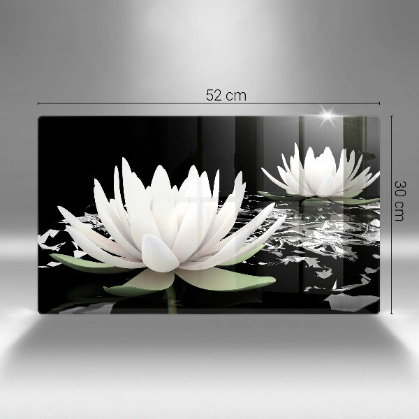 Protège plaque de cuisson Lys blancs sur l'eau