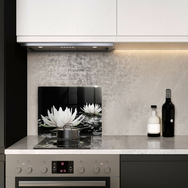 Protège plaque de cuisson Lys blancs sur l'eau