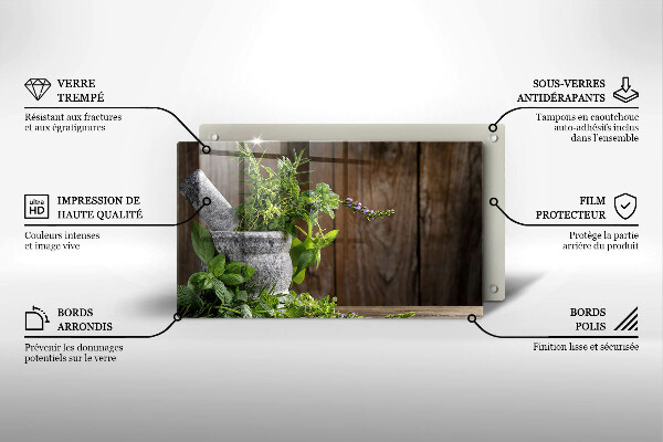 Protège plaque de cuisson Plantes herbes et bois