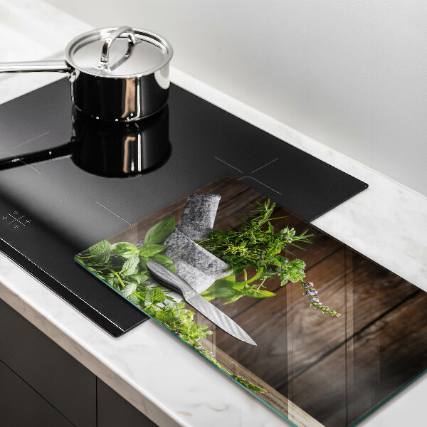 Protège plaque de cuisson Plantes herbes et bois