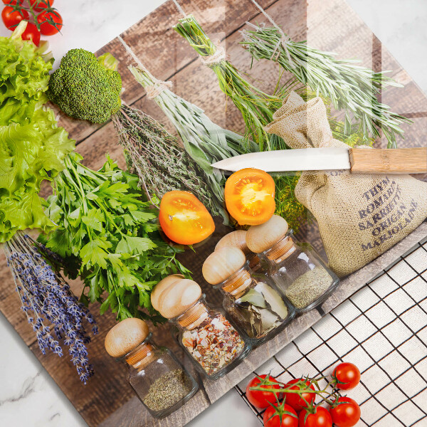 Protège plaque de cuisson Herbes épices et bois