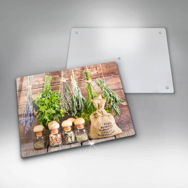 Protège plaque de cuisson Herbes épices et bois