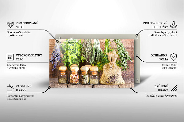 Protège plaque de cuisson Herbes épices et bois