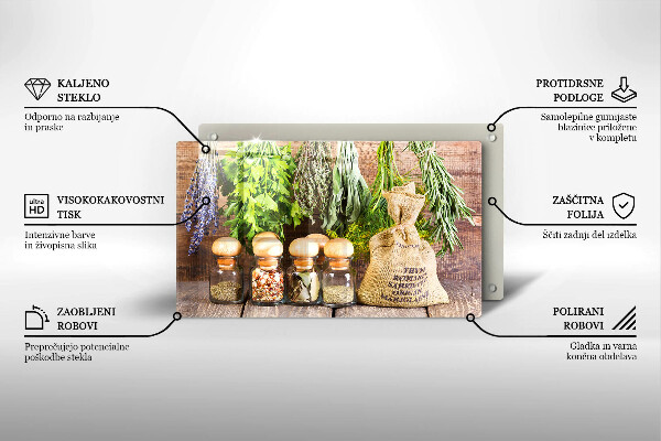 Protège plaque de cuisson Herbes épices et bois