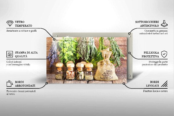 Protège plaque de cuisson Herbes épices et bois