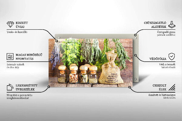 Protège plaque de cuisson Herbes épices et bois