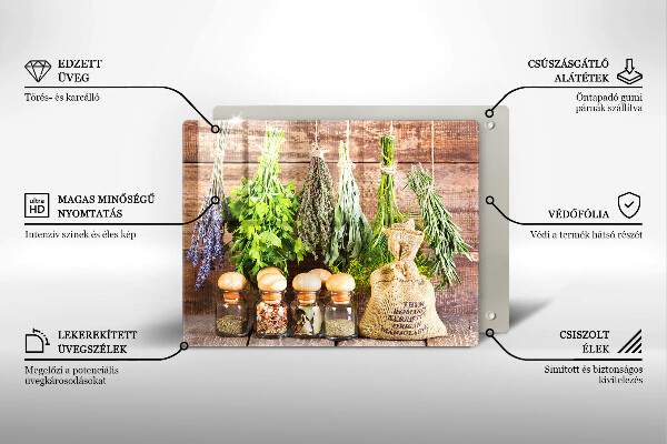 Protège plaque de cuisson Herbes épices et bois