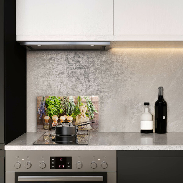 Protège plaque de cuisson Herbes épices et bois