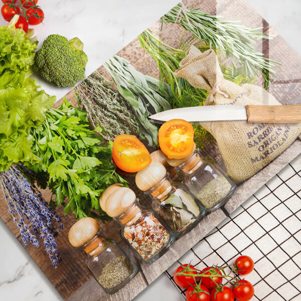 Protège plaque de cuisson Herbes épices et bois